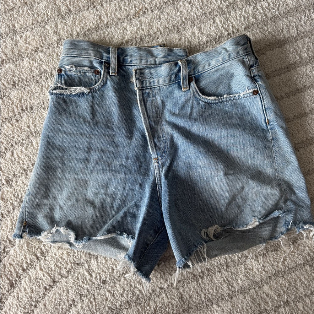Agolde criss cross jean shorts